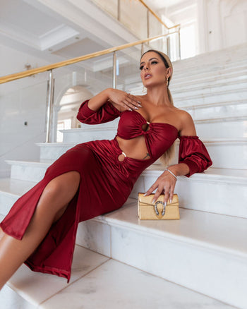 VESTIDO GLOSS MARSALA LORENA