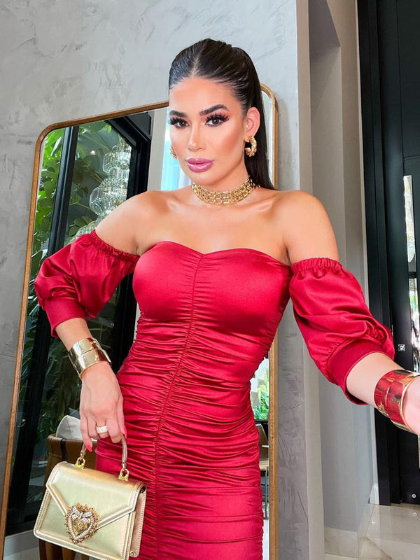 VESTIDO MARSALA GLOSS SAMIRA