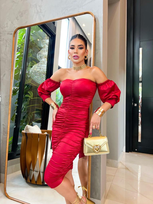 VESTIDO MARSALA GLOSS SAMIRA